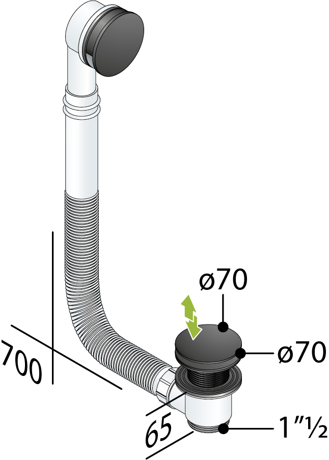 OMP Clic-clac met overloop lediging bad Zwart mat