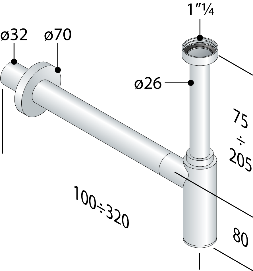 OMP Design sifon voor lavabo wastafel chroom