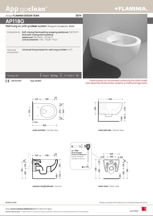 FLAMINIA APP hang  wc blinkend wit