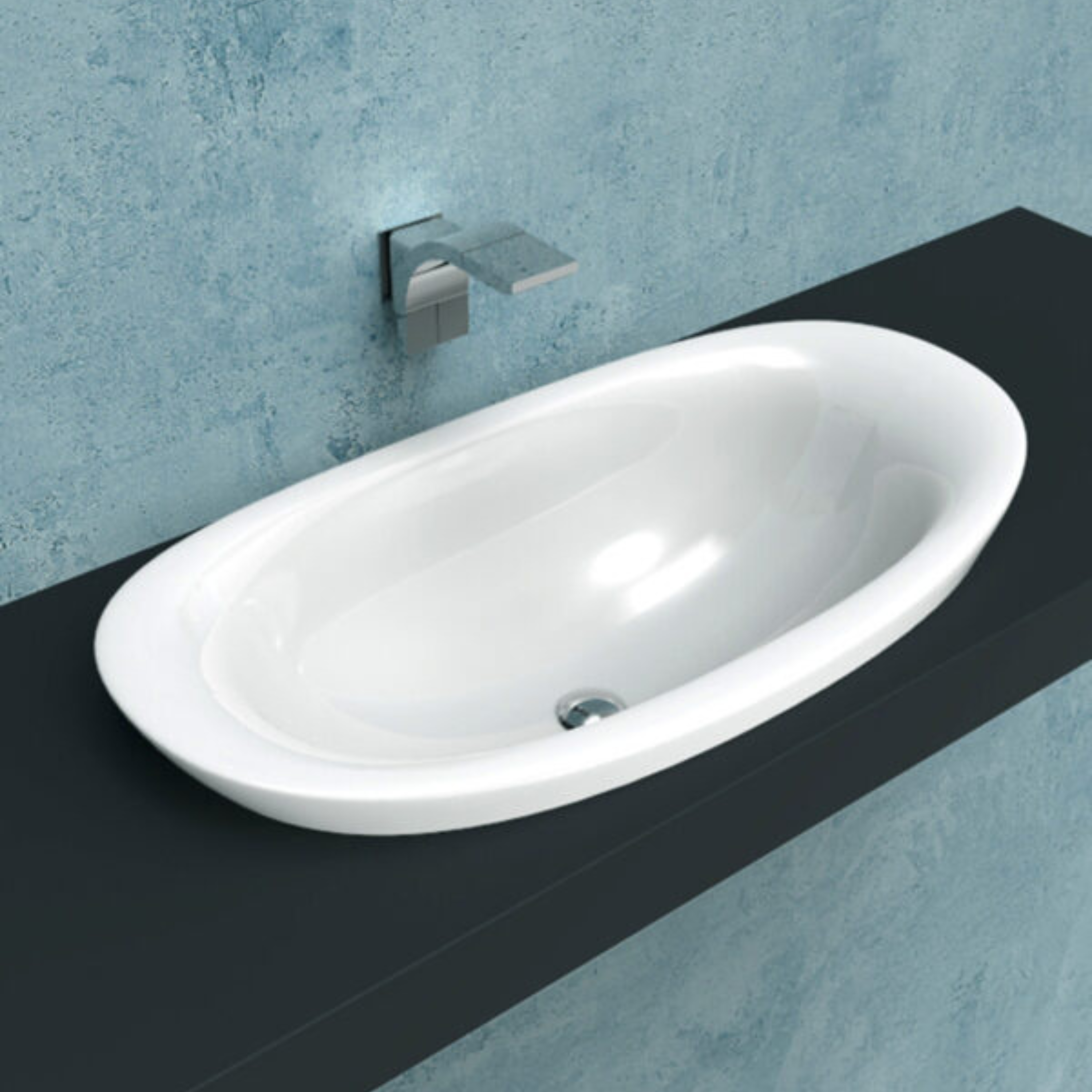 FLAMINIA IO half-inbouw wastafel 90 cm GRAFITE