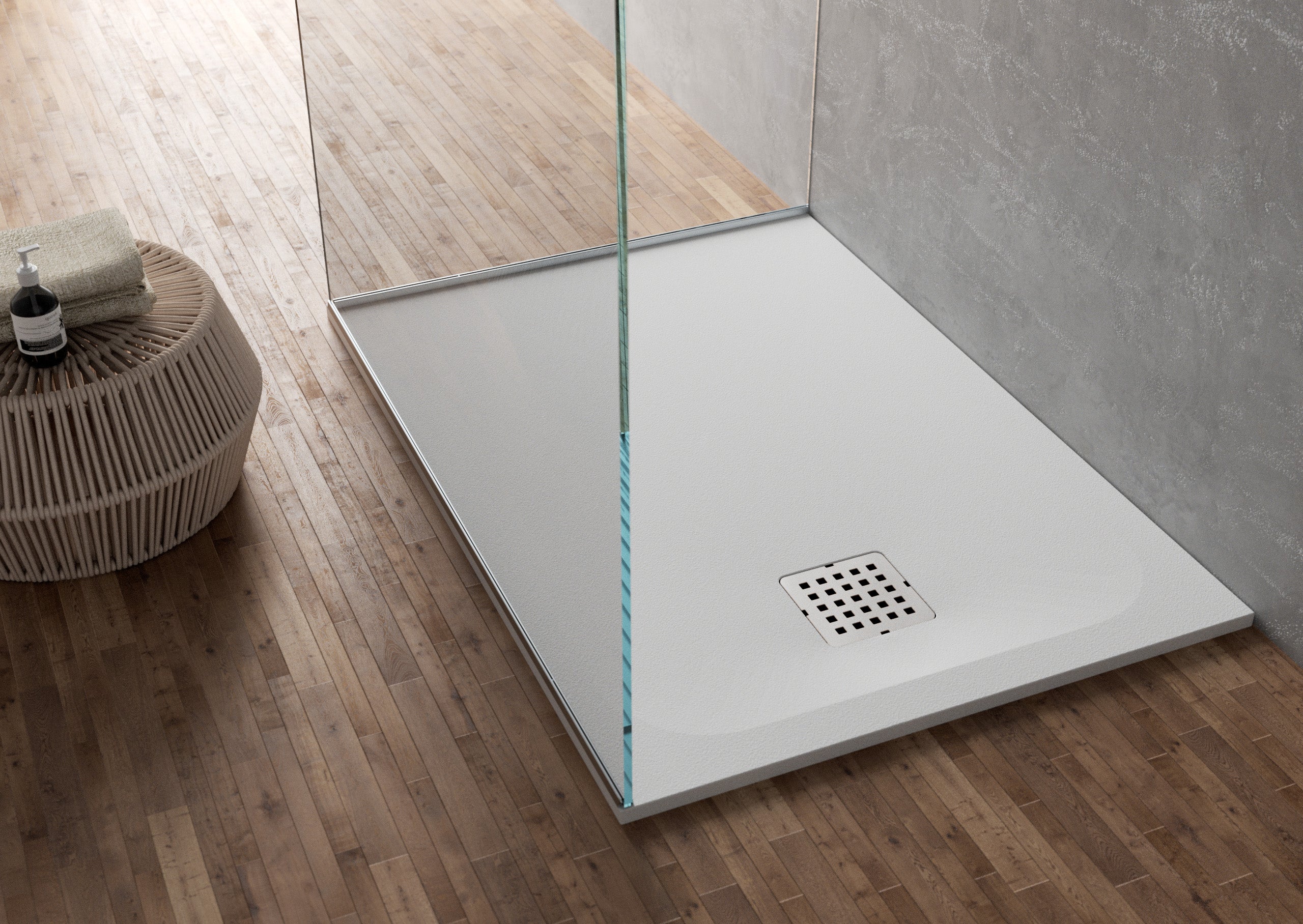 Stone one douchebak 90x90cm natural stone - mat wit